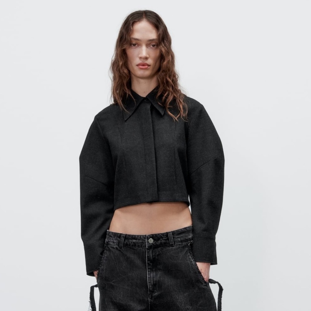 Zara Cropped Shirt / Jacket - Anthracite Grey